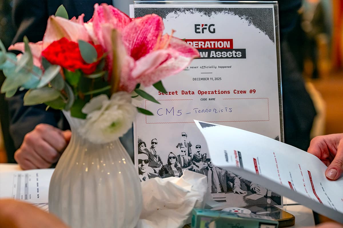 Design personnalisé de l’escape game sur mesure pour EFG Bank Luxembourg avec identité visuelle dédiée et noms d’équipes choisis par les participants, création événementielle par Mediation SA.